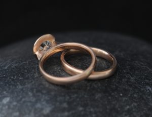 moissanite jamie wedding set in 18K rose gold