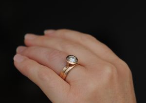 moissanite jamie wedding set in 18K rose gold