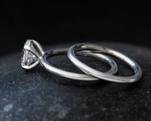 moissanite oval 6x8mm wedding set platinum
