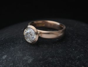 moissanite-8mm-halo-ring-18K-rose-gold-side