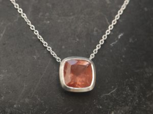 sunstone-8mm-cushion-cut-silver-necklace