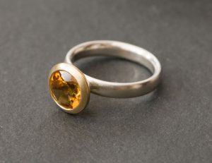 citrine-18K-bezel-silver-band-ring