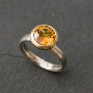 citrine-18K-bezel-silver-band-ring