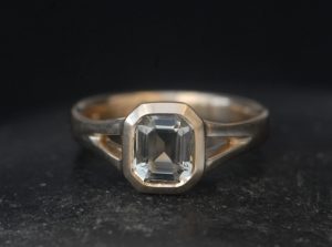 green-amethyst-octagon-cut-split-shank-ring-in-9K-yellow-gold-front