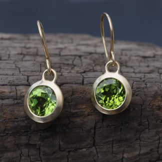 Peridot green dangle earrings