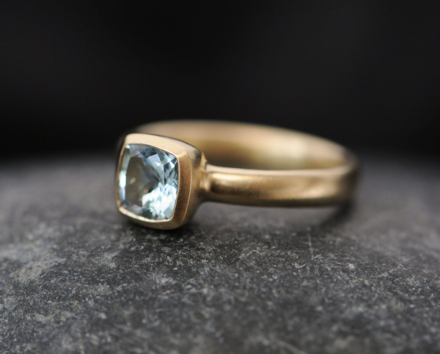 Rose Gold Aquamarine Engagement Ring With Emerald Cut Diamond – ANTOANETTA
