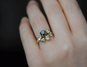 black-diamond-and-green-sapphire-cluster-ring