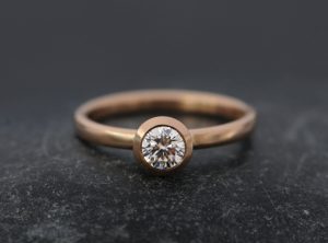 Diamond solitaire in rose gold setting