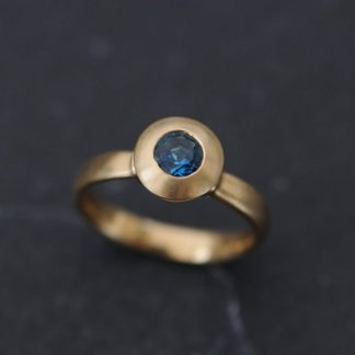 london blue topaz medieval ring in 18K y gold
