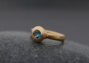 london blue topaz medieval ring in 18K y gold