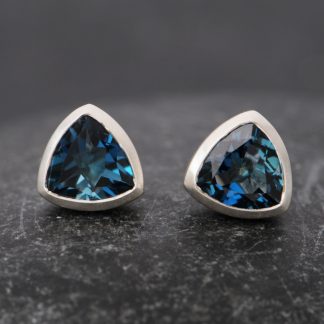 London Blue Topaz Stud Earrings in Silver