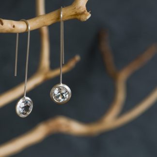 Clean & simple white topaz 'lollipop' earrings, set in sterling silver. Dangle earring's length customised to suit. Designed & handmade by William White