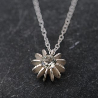 Stunning pale green amethyst sea urchin necklace in silver by William White