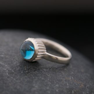 blue cupcake design ring in silver