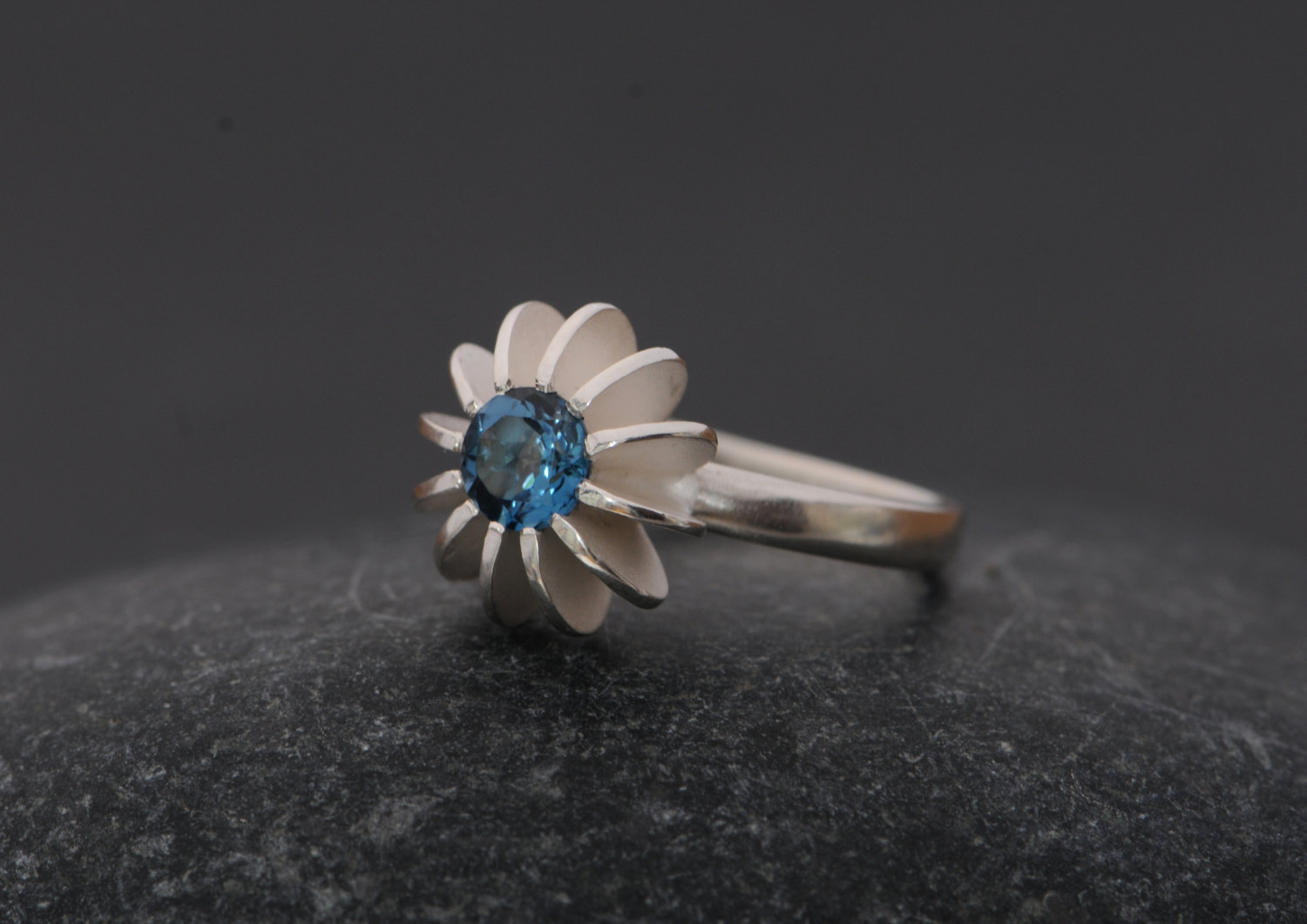 London blue topaz sea urchin ring in silver