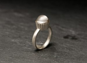 Moonstone cupcake design ring in silver by William White
