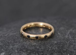 Black diamond eternity ring in gold