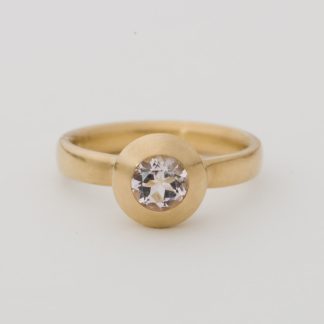 Gold ring with pale pink morganite solitaire