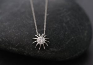 moissanite sea urchin necklace in platinum