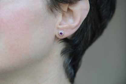 rhodolite garnet sea urchin earrings in silver
