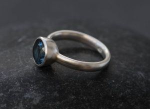 London blue topaz 8mm bezel ring silver