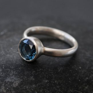 London blue topaz 8mm bezel ring silver