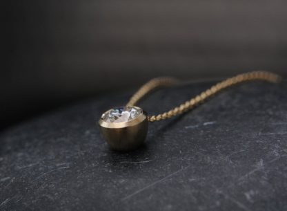 Moissanite 1 ct cup necklace in 18K yellow gold
