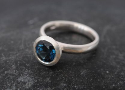 london blue topaz 8mm halo ring silver