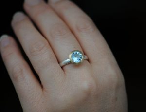 8mm halo ring silver on hand