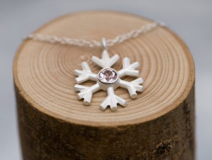 morganite snowflake necklace silver