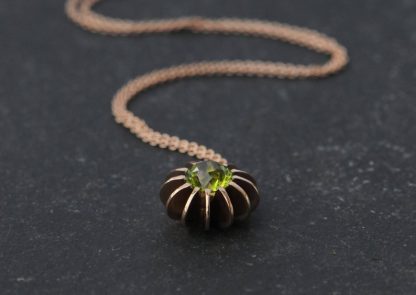 peridot sea urchin necklace 18K rose gold