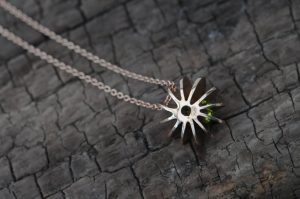 peridot sea urchin necklace 18K rose gold