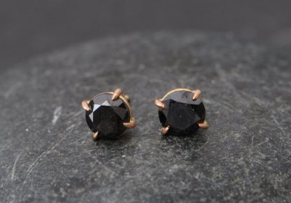 6mm black diamond stud earrings in 18K rose gold