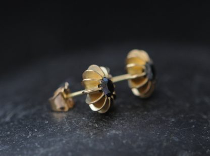 black diamond sea urchin stud earrings in 18K yellow gold