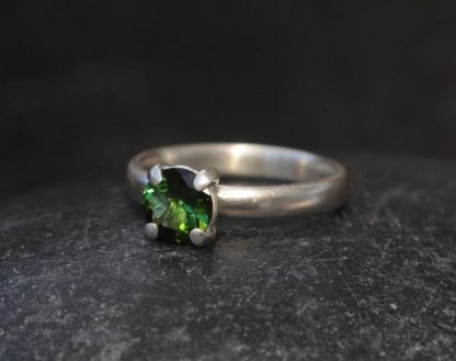green tourmaline 7mm claw ring silver