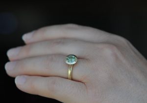 green sapphire jamie ring in 18K YG