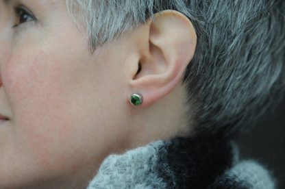 green tourmaline stud earrings 18K white gold