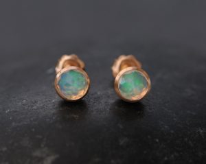 opal cup earrings in 18K rose gold