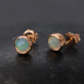 opal cup earrings in 18K rose gold