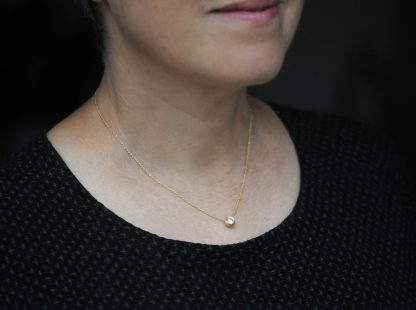 6mm diamond cup necklace in 18K yellow gold