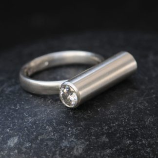 Moissanite Tube Ring in Sterling Silver