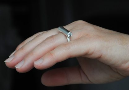 Moissanite Tube Ring in Sterling Silver