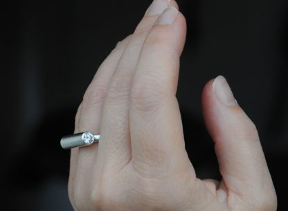 Moissanite Tube Ring in Sterling Silver