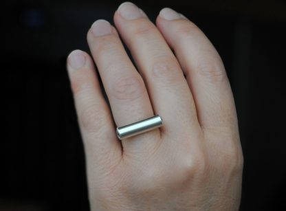 Moissanite Tube Ring in Sterling Silver